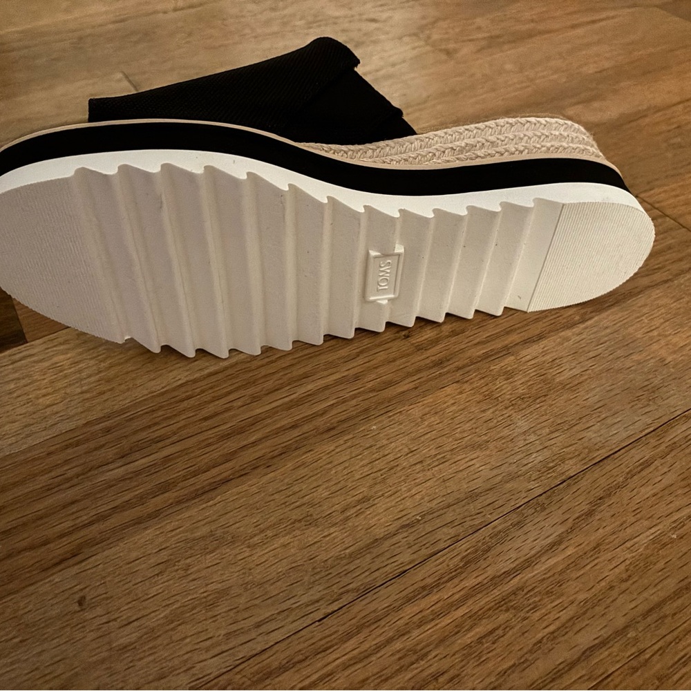 Toms Black Wedges with White Sole